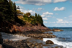 Owls Head Lighthouse Over Cliffs by Seacoast at Low Tide in Main